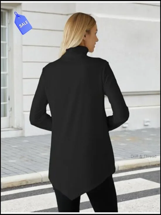 Long Sleeve Tunic Top Mock Neck Flowy Fit for Leggings - Picture 5 of 7